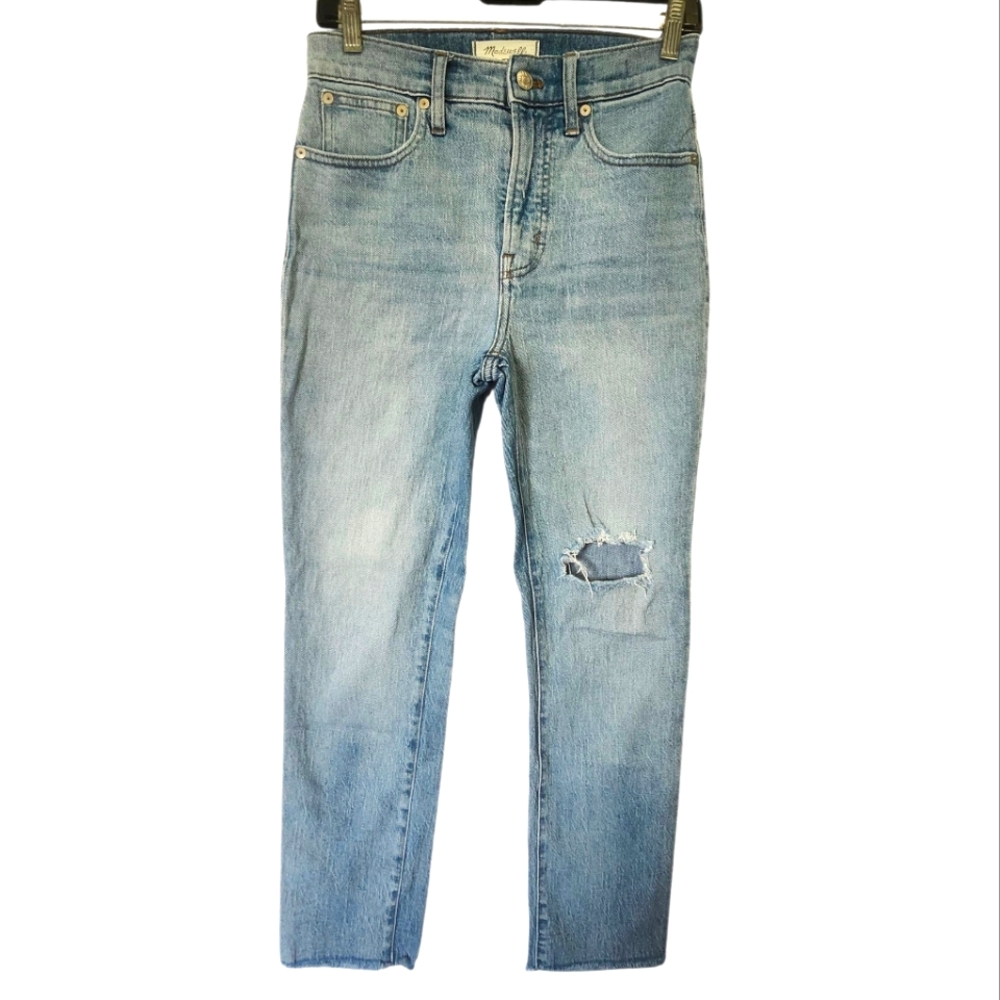 MADEWELL The Perfect Vintage Crop Jean Size 25 Light Wash Frayed Hem